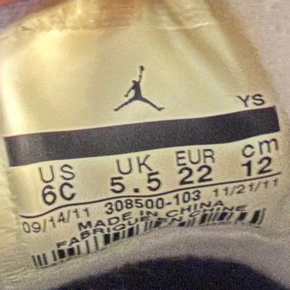 Jordan 4 Retro White Cement Kids 6C White Grey 308500-103 Toddler Sneakers - Picture 8 of 8